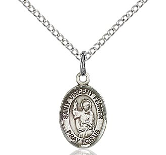 St. Vincent Ferrer Oval Charm Medal 1/2" Fine Pewter, Your Choice of Chain, # 10724