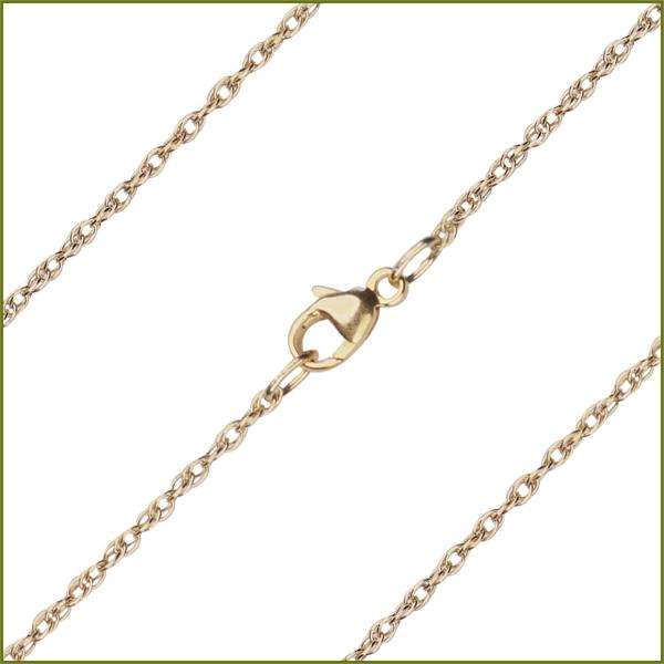 15" Light Rope Chain, 1.5mm wide, Solid 14kt Gold, # 9800