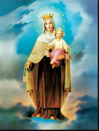 19" x 27" Poster of Our Lady of Mount Carmel, Italian gold embossed, #, 98462