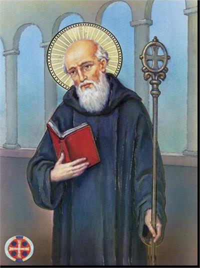 19" x 27" Poster of St. Benedict, Italian gold embossed, #, 98463