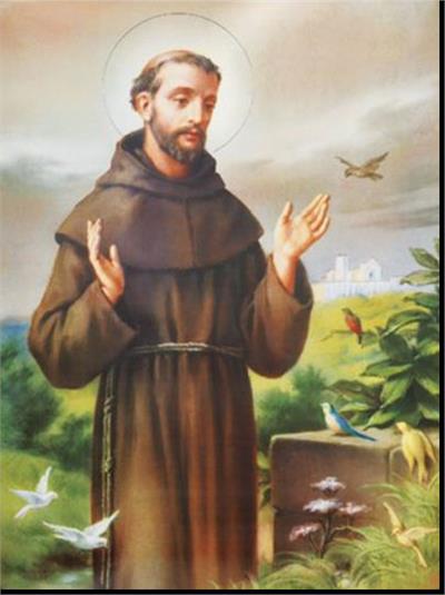 19" x 27" Poster of St. Francis of Assisi, Italian gold embossed, #, 98464