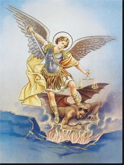 19" x 27" Poster of St. Michael the Archangel, Italian gold embossed, #, 98467