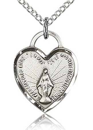 Miraculous Heart Pendant Sterling 9/16", Your Choice of Chain, # 98604