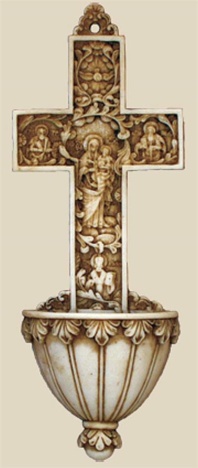 True Church Cross holy water font, 9", # 98717