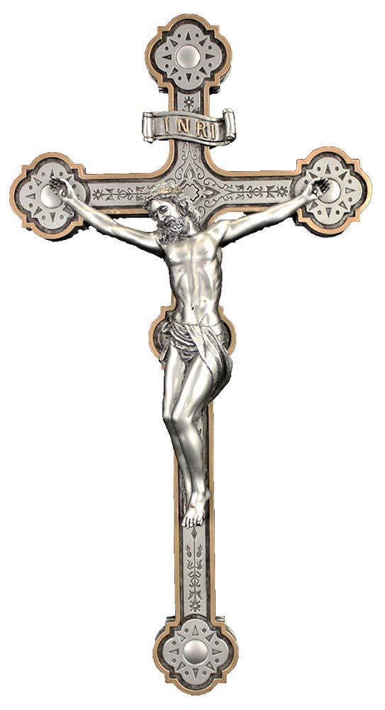 14" Ornate Crucifix, Pewter Finish Veronese Resin # 17772