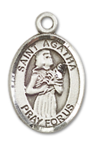 St. Agatha Charm Medal, Sterling Silver, 1/2", Your Choice of Chain, # 9906