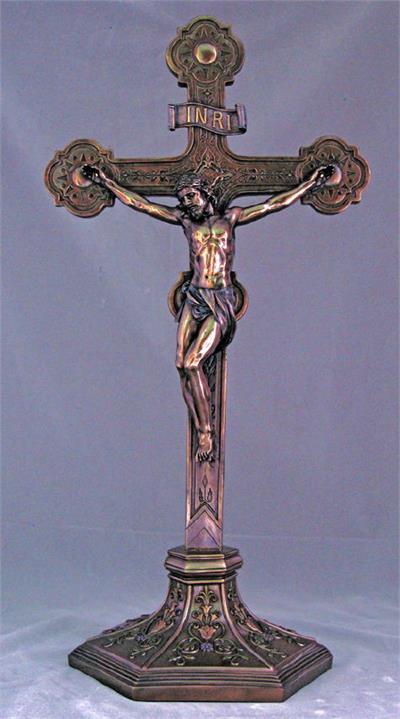 22.5" Standing Crucifix Cold Cast Bronze Resin, # 99368