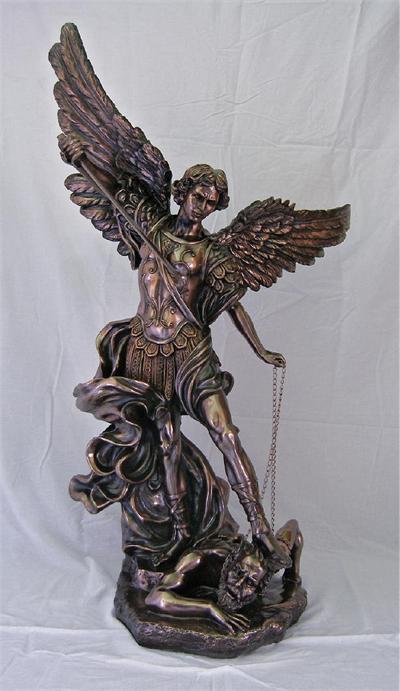 45" Cold Cast Bronzed Resin St. Michael Statue, # 99370