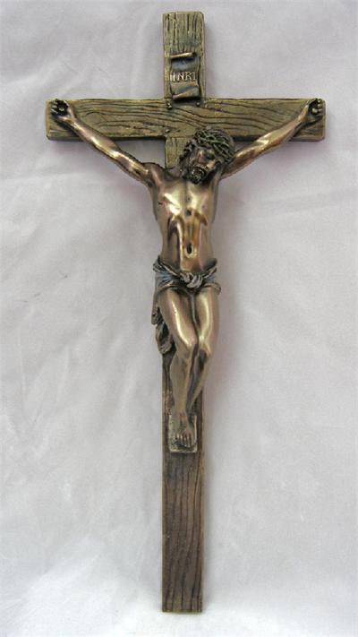 13" Cold Cast Bronzed Resin Crucifix, # 99375