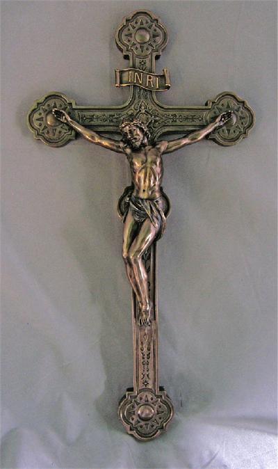 20" Cold Cast Bronzed Resin Crucifix, # 99377