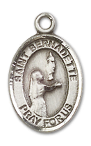 St. Bernadette Medal, Sterling Silver, 1/2", Your Choice of Chain, # 9943
