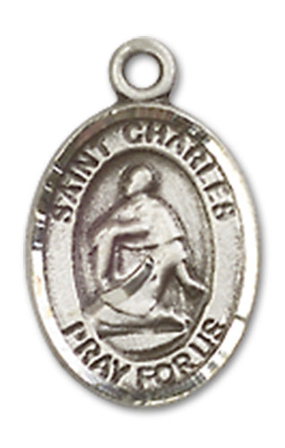 St. Charles Borromeo Charm Medal, Sterling Silver, 1/2", Your choice of chain, # 9946