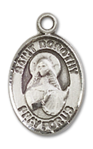 St. Dorothy Charm Medal, Sterling Silver, 1/2", Your choice of chain, # 9948