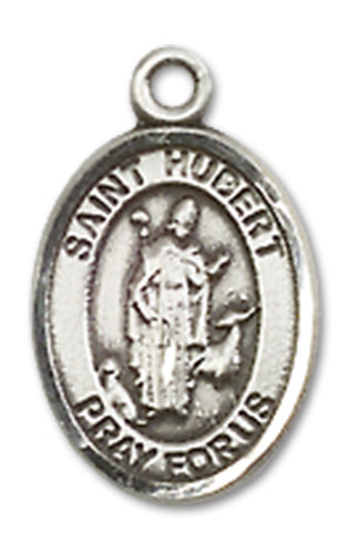 1/2" Sterling Silver St. Hubert of Liege Charm Medal, Your Choice of Chain, # 9969