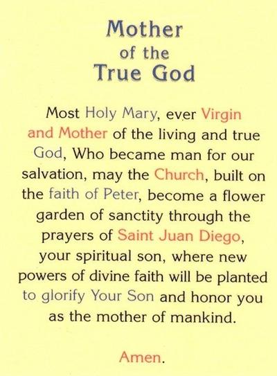 Mother of the True God, Laminated Holy Card,. # 99771.