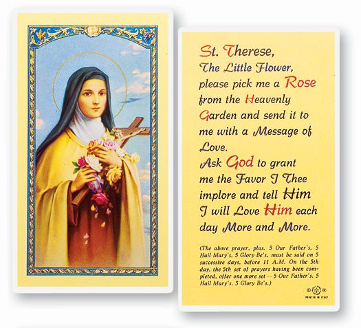 St. Therese the Little Flower Laminated Holy Card, # 99824