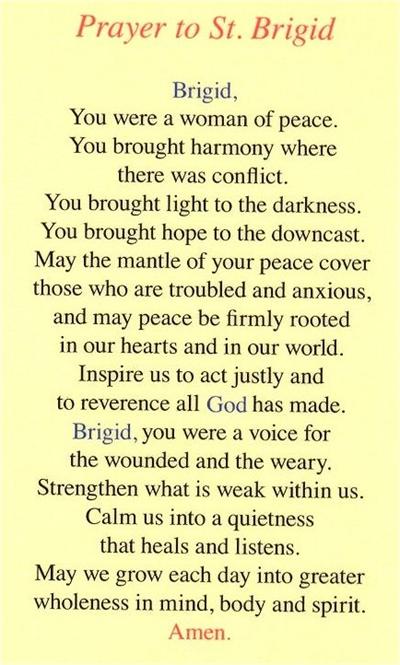 Prayer to St. Brigid Laminated Holy Card, # 99848