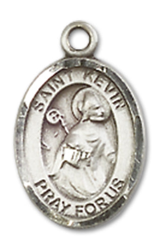 1/2" Fine Pewter St. Kevin Charm Medal, Your Choice of Chain, # 10360