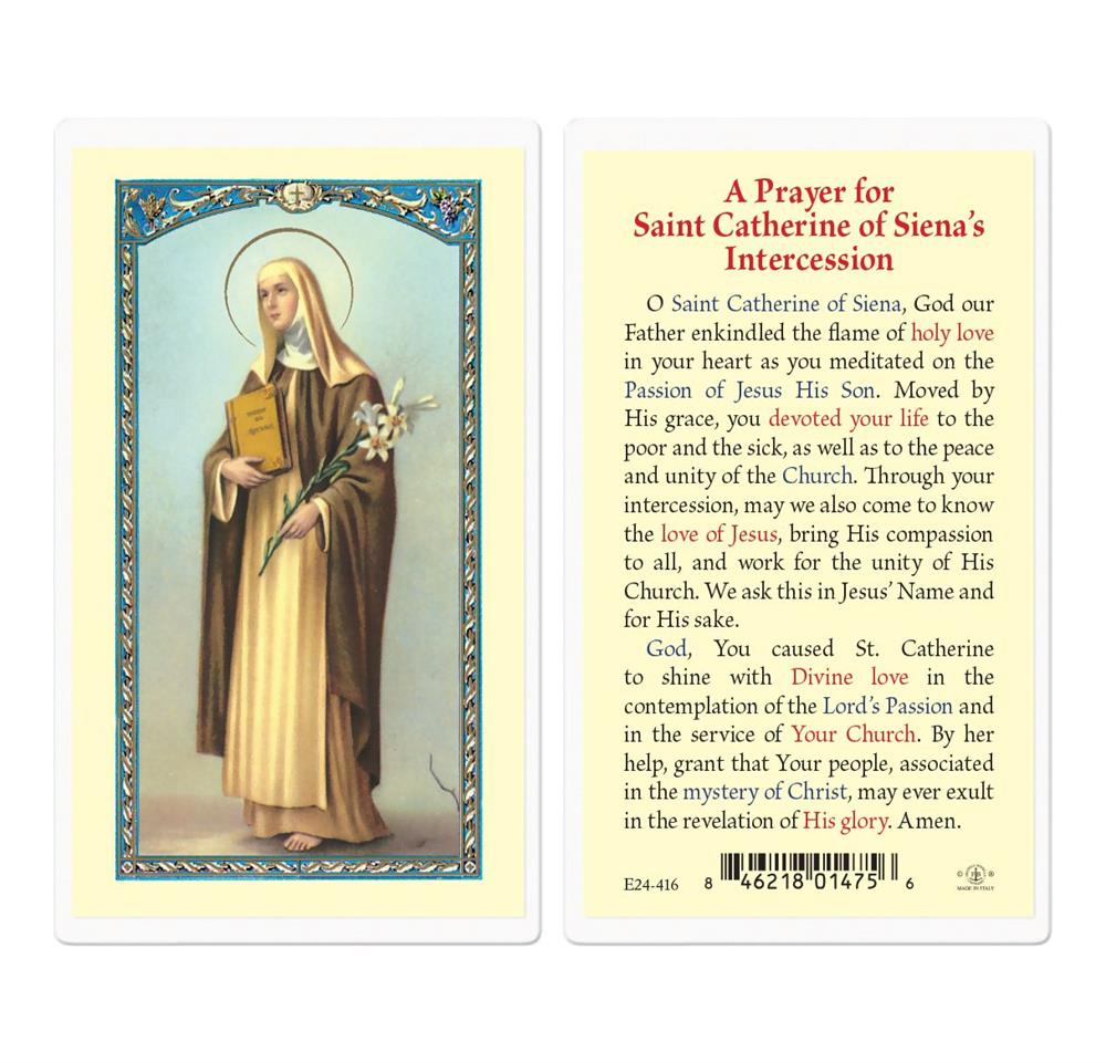 St. Catherine of Siena Laminated Holy Card, # 99850