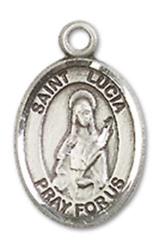 1/2" Sterling Silver St. Lucia of Syracuse Charm Medal, Your Choice of Chain, # 9988