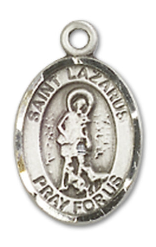 1/2" Sterling Silver St. Lazarus Charm Medal, Your Choice of Chain, # 9989