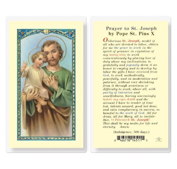Prayer to St. Joseph by Pope St. Pius X Laminated Holy Cards, 25-Count Value Pack # 99938