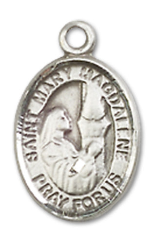 1/2" Sterling Silver St. Mary Magdalene Charm Medal, Your Choice of Chain, # 9994