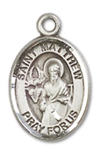 1/2" Sterling Silver St. Matthew the Apostle Charm Medal, Your Choice of Chain, # 9997