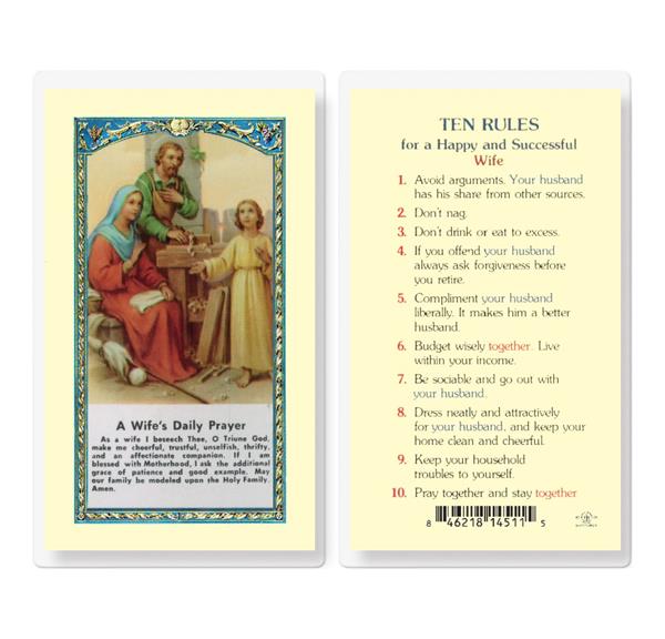 Ten Rules for a Happy & Successful Wife Laminated Holy Cards, 25-Count Value Pack # 99992