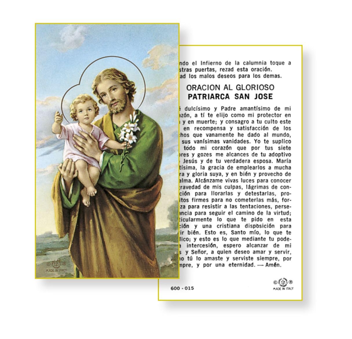 Oracion al Glorioso Patriarca San Jose, Paquete de 100 Estampas Sagradas de Papel, # 2894
