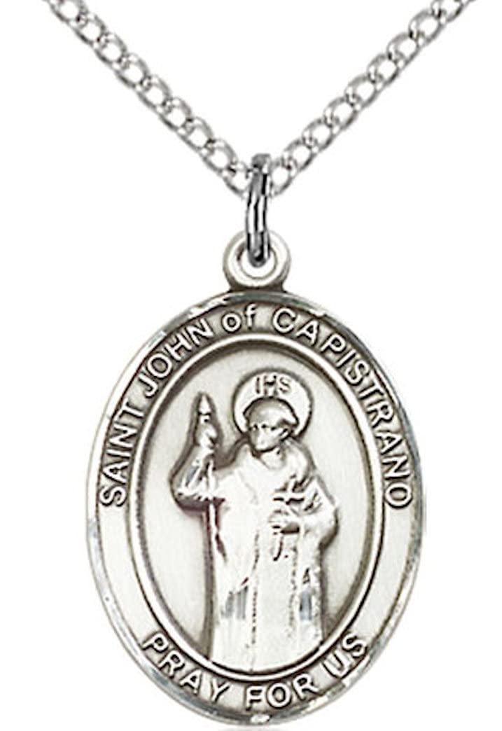 St. John Capistrano Medal in Fine Pewter, 3/4" tall, Your Choice of Chain # 17088