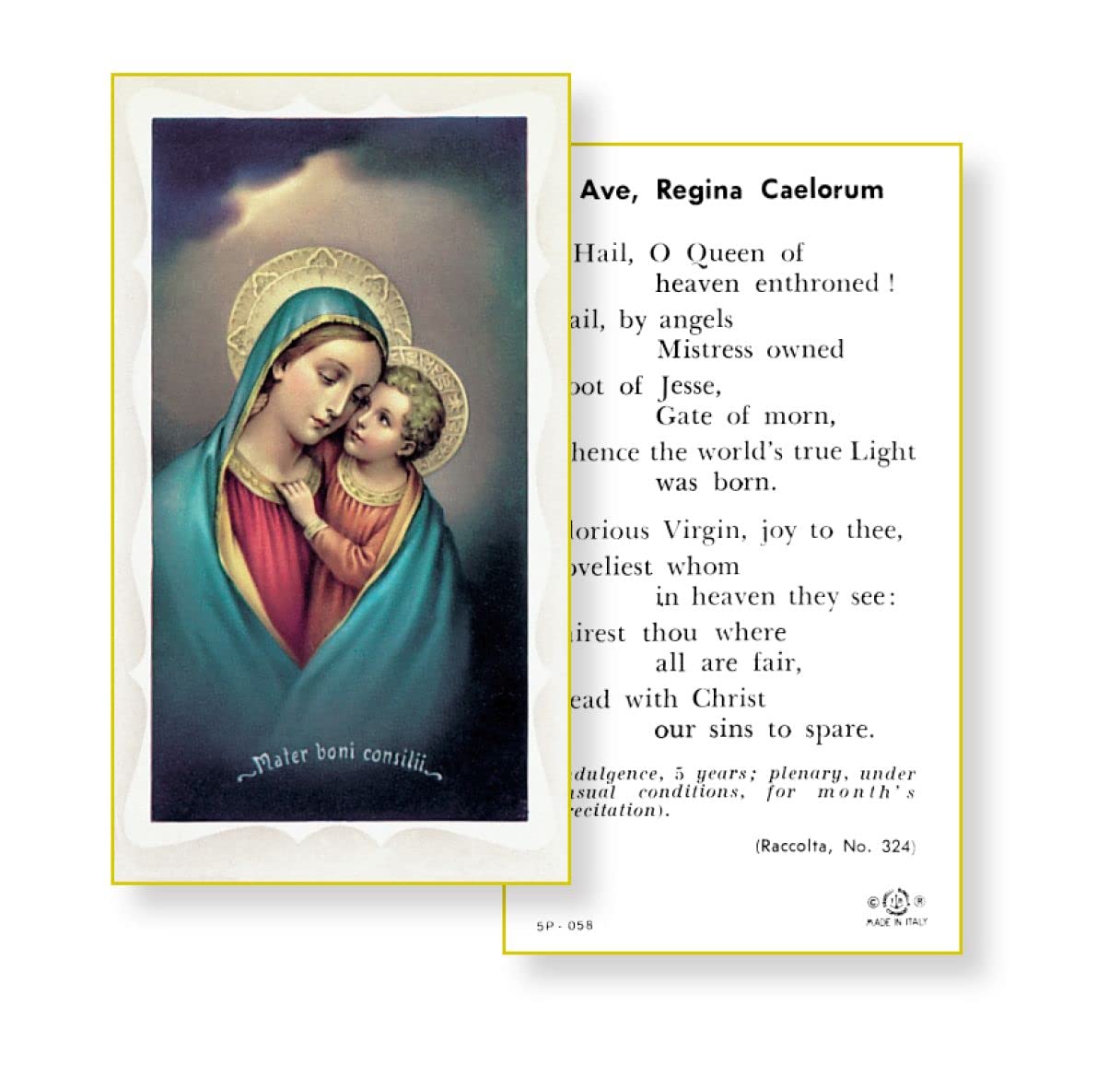Ave, Regina Caelorum Paper Holy Cards, 2"x4", 100-pack, # 5844