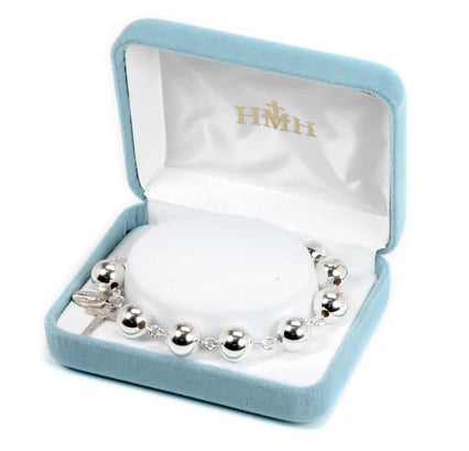 All Sterling 10mm Rosary Bracelet, 7.5", # 29458