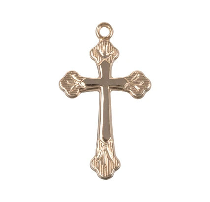 1" 16kt Gold over Sterling Silver Cross, 18" Gold Plated Curb Chain, # 41800.