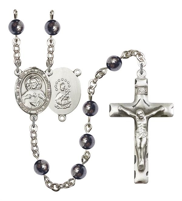 I am the Way, Truth and Life Rosary, 6mm Hematite Beads, Silver Plate, # 10916