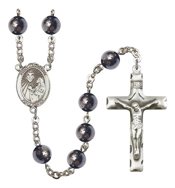 St. Margaret Rosary, 8mm Hematite Beads, Silver Plate, # 11086