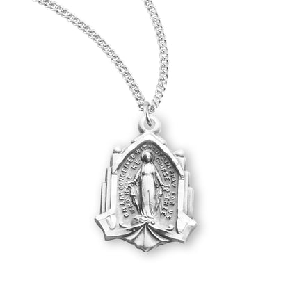 3/4" Sterling Silver Miraculous Medal, 18" Stainless Steel Curb Chain #104478