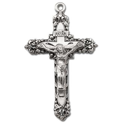 Sterling Crucifix, 1-7/8", Your Choice of Chain, # 96837