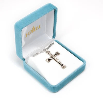 Sterling Crucifix, 1-7/16", 24" Stainless Steel Curb Chain # 96875