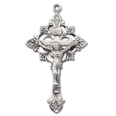 Sterling Crucifix, 1-3/4", Your Choice of Chain, # 96835