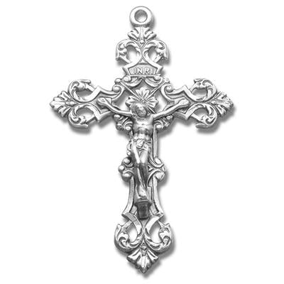 Sterling Crucifix, 1-15/16", Your Choice of Chain, # 96861