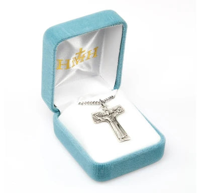 Sterling Silver St. Francis Tau Cross, 1", 24" Stainless Steel Curb Chain# 29377