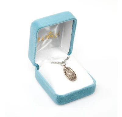 Saint Michael Oval Sterling Silver Medal,3/4", 18" Stainless Steel Curb Chain # 6500
