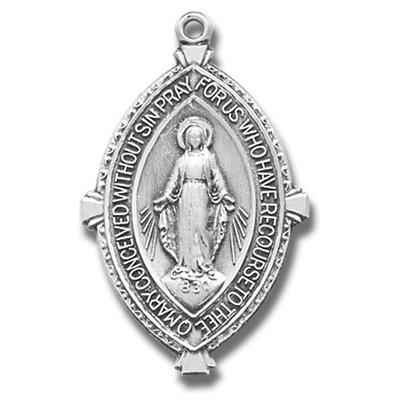 Sterling Miraculous Medal, 1-3/8", Your choice of chain, # 97003
