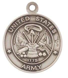 ST. MICHAEL / ARMY STERLING MEDAL, 13/16", YOUR CHOICE OF CHAIN, # 29448