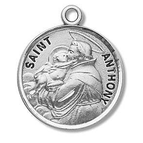 3/4" Round Sterling Medal, Your Choice of Chain, St. Anthony, #96774