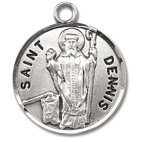 3/4" Round Sterling Medal, Your Choice of Chain, St. Dennis, #96779