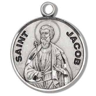 3/4" Round Sterling Medal, Your Choice of Chain, St. Jacob, #27215