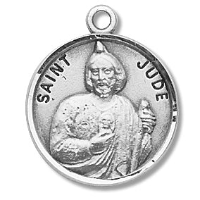 3/4" Round Sterling Medal, Your Choice of Chain, St. Jude, #27221
