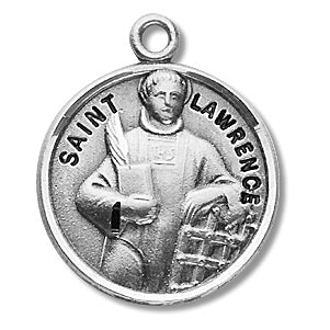 3/4" Round Sterling Medal, Your Choice of Chain, St. Lawrence, #96788